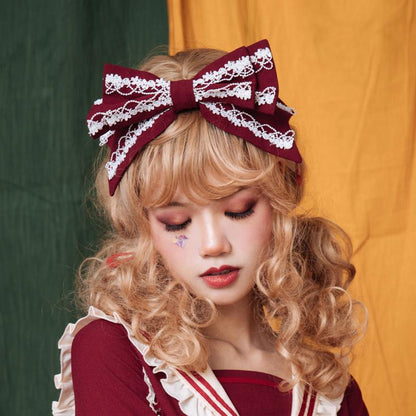 Lolita KC Headdress - Miss Betty 5 Colors, 5 Colors, Bow Detail, Sweet Style - M Wine option