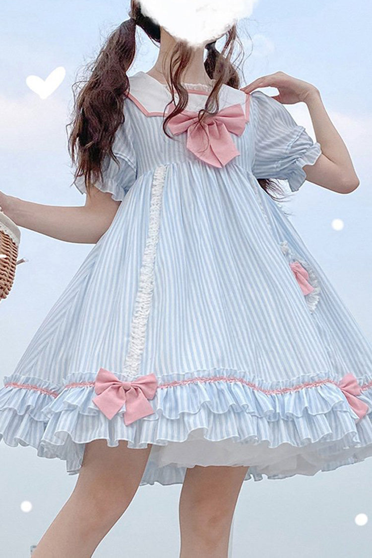 Lolita KC Headdress - Navy Doll Collar Headbow, 2 Colors, Striped, Sweet Style - main product image