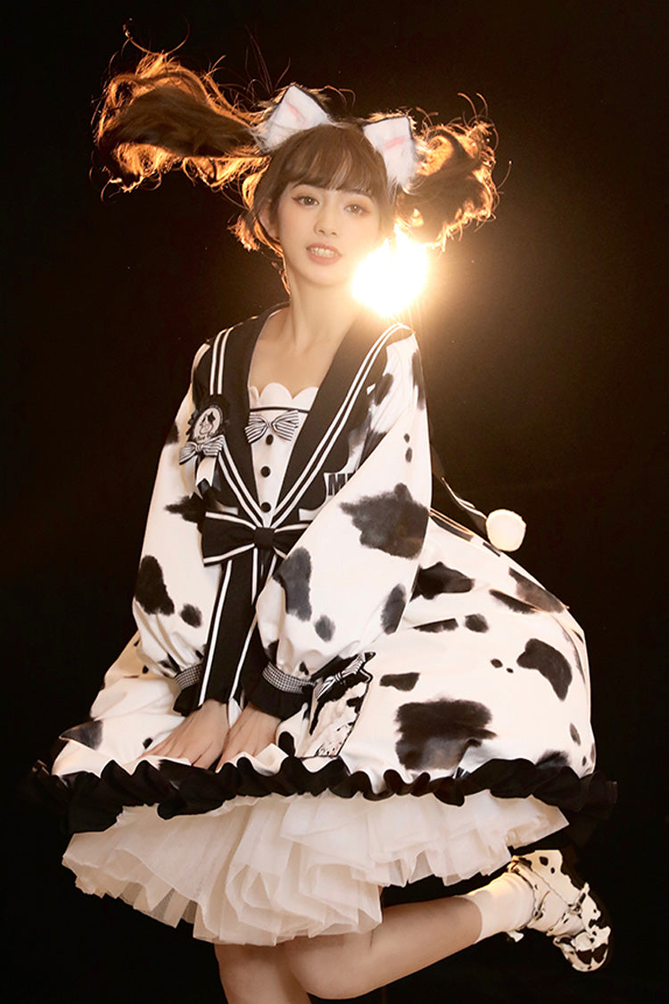 Lolita KC Headdress - White/black Navy Collar Headbow, 2 Colors, Sweet Style, Ruffled - additional product view 3