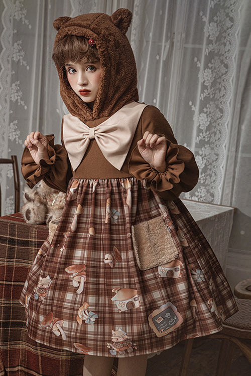 Lolita Lace Headbow - Chest Big, Brown, Printed, Sweet Style, Bow Detail - additional product view 2