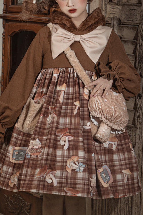Lolita Lace Headbow - Chest Big, Brown, Printed, Sweet Style, Bow Detail - main product image