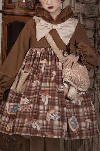 Lolita Lace Headbow - Chest Big, Brown, Printed, Sweet Style, Bow Detail - main product image