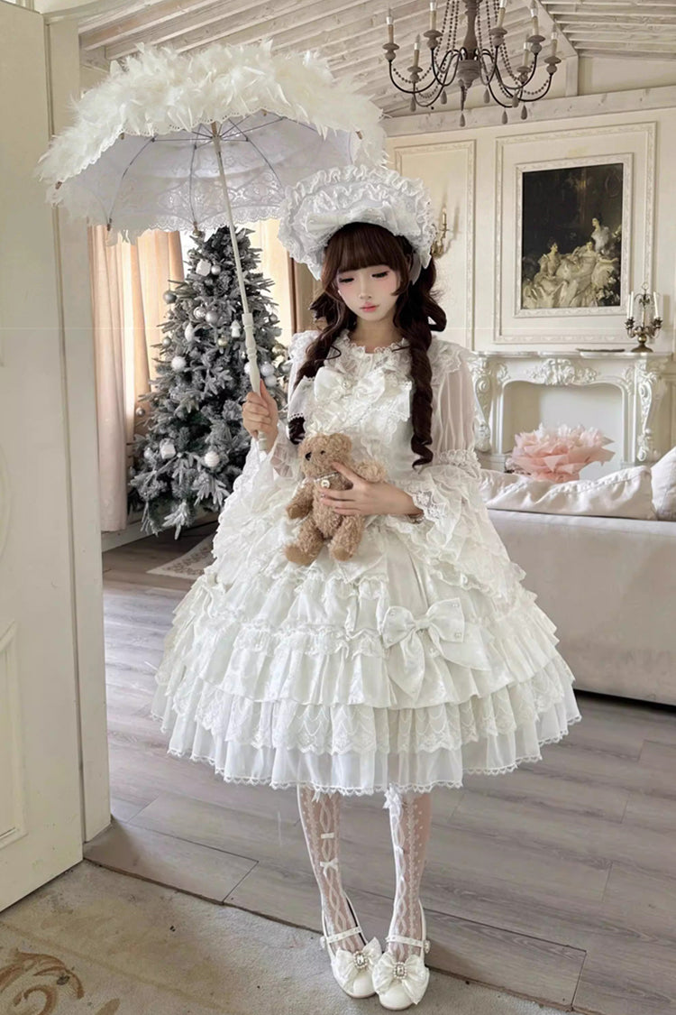 Lolita Lace Headbow - Dream-sinking Pearl Veil, White, Sweet Style, Bow Detail, Lace Trim - additional product view 5