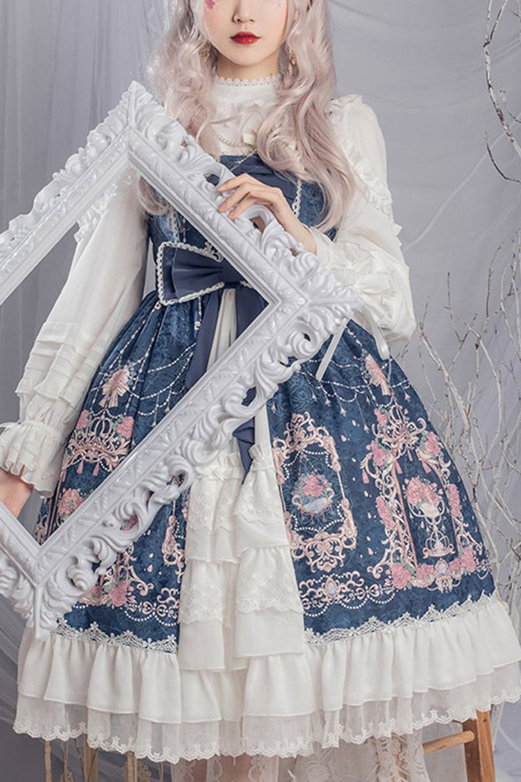 Lolita Lace Headbow - Headbow, 4 Colors, Printed, Layered, Sweet Style - S blue / L blue option