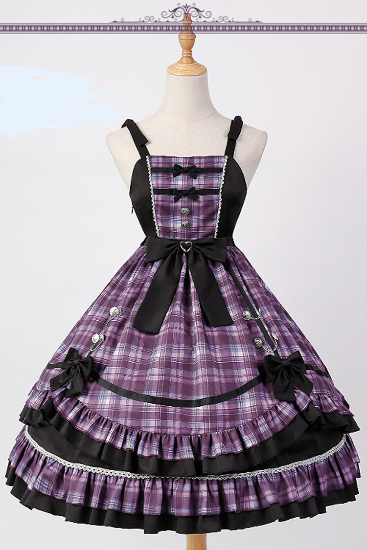 Lolita Lace Headbow - Pink/black High Waist Stitching, 2 Colors, Plaid, Bow Detail - main product image