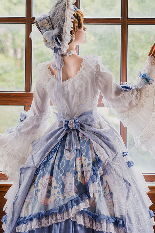 Lolita OP Dress - Blue/white Three Dimensional, 2 Colors, Sweet Style, Bow Detail, Ruffled - additional product view 5