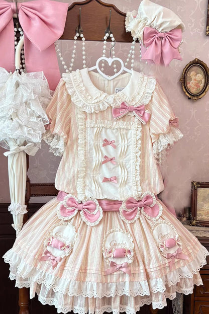 Lolita OP Dress - Candy Paradise, Pink, Bow Detail, Ruffled, Layered - additional product view 3