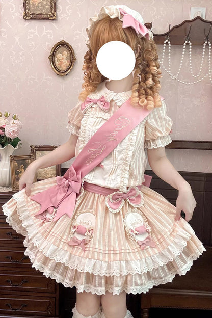 Lolita OP Dress - Candy Paradise, Pink, Bow Detail, Ruffled, Layered - additional product view 4