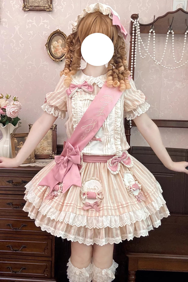 Lolita OP Dress - Candy Paradise, Pink, Bow Detail, Ruffled, Layered - main product image