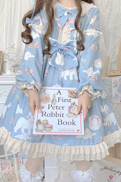 Lolita OP Dress - Doll Collar Lantern Sleeves, 2 Colors, Printed, Sweet Style - additional product view 6