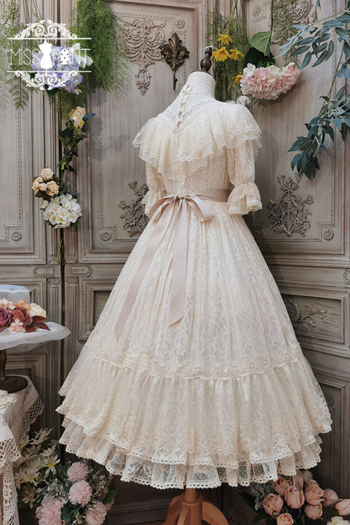 Lolita OP Dress - Elegant Vintage Rose Print, 3 Colors, Sweet Style, Bow Detail, Ruffled - additional product view 19