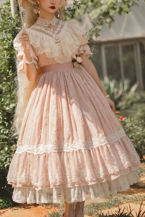 Lolita OP Dress - Elegant Vintage Rose Print, 3 Colors, Sweet Style, Bow Detail, Ruffled - main product image