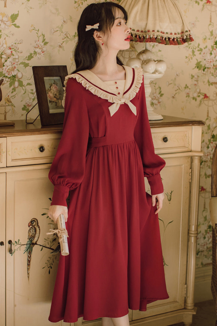 Lolita OP Dress - French, 3 Colors, Sweet Style - Complete Lolita Coordinate - S red / M red / L red option