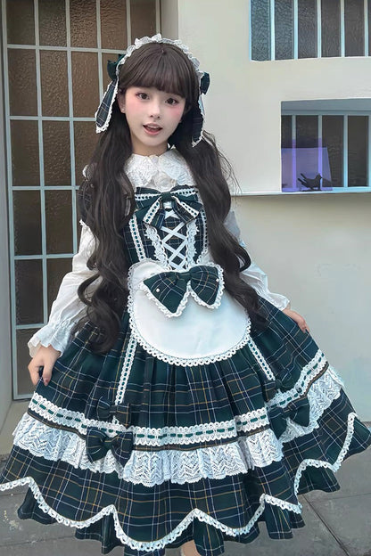 Lolita OP Dress - Gingham Petal Bunny, Green, Ruffled, Printed, Sweet Style - additional product view 7