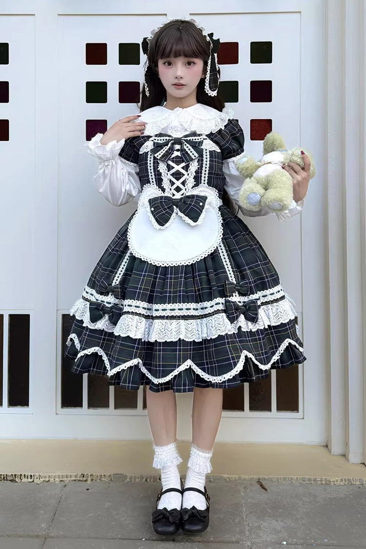 Lolita OP Dress - Gingham Petal Bunny, Green, Ruffled, Printed, Sweet Style - additional product view 8