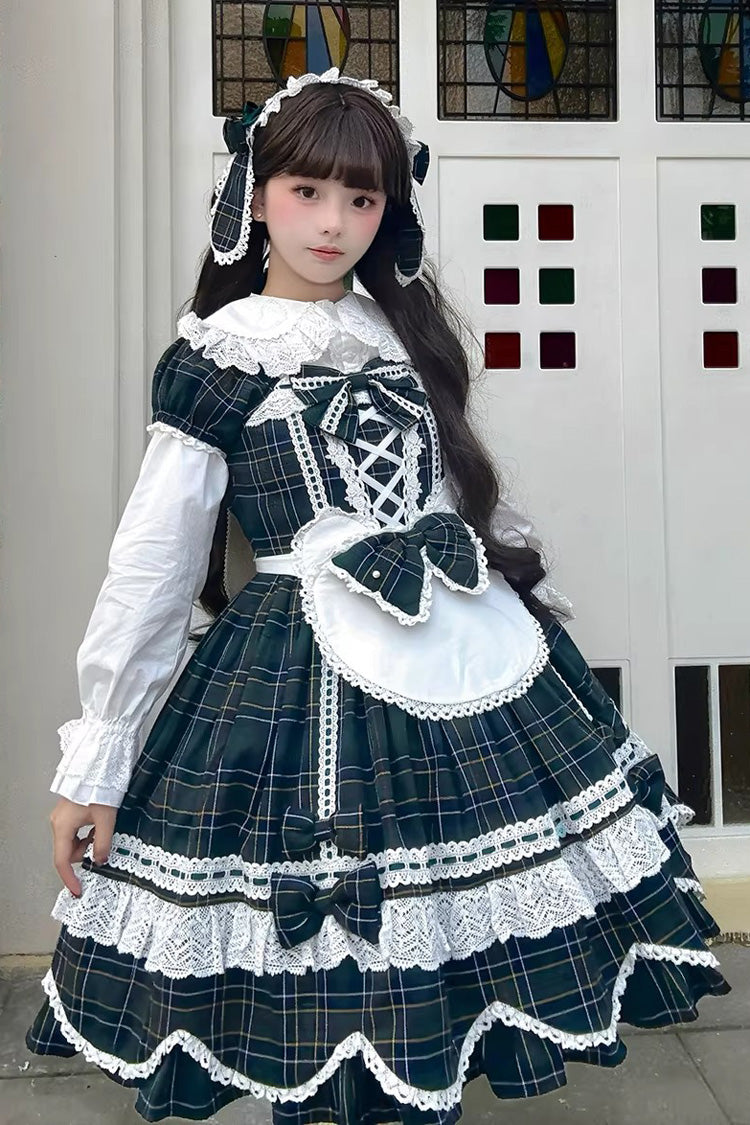 Lolita OP Dress - Gingham Petal Bunny, Green, Ruffled, Printed, Sweet Style - additional product view 9