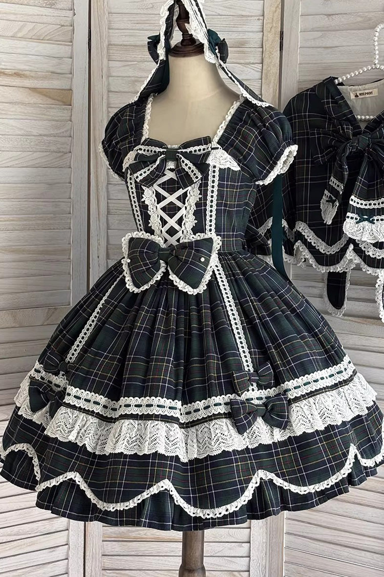 Lolita OP Dress - Gingham Petal Bunny, Green, Ruffled, Printed, Sweet Style - additional product view 11