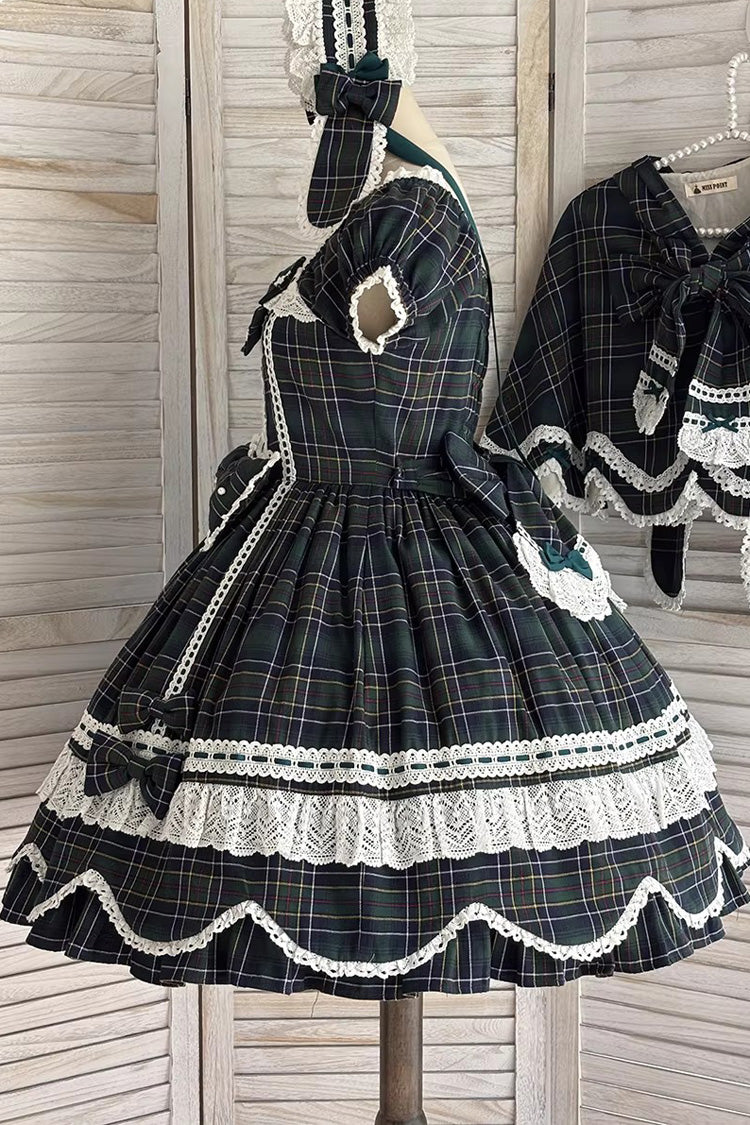 Lolita OP Dress - Gingham Petal Bunny, Green, Ruffled, Printed, Sweet Style - additional product view 12
