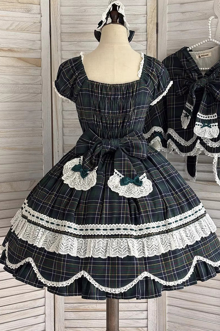 Lolita OP Dress - Gingham Petal Bunny, Green, Ruffled, Printed, Sweet Style - additional product view 13