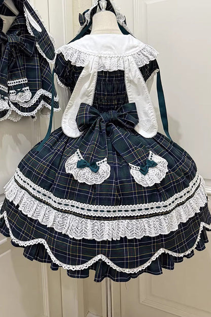 Lolita OP Dress - Gingham Petal Bunny, Green, Ruffled, Printed, Sweet Style - additional product view 16