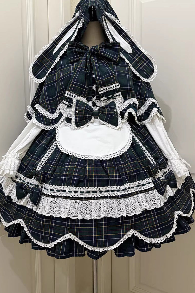 Lolita OP Dress - Gingham Petal Bunny, Green, Ruffled, Printed, Sweet Style - additional product view 17