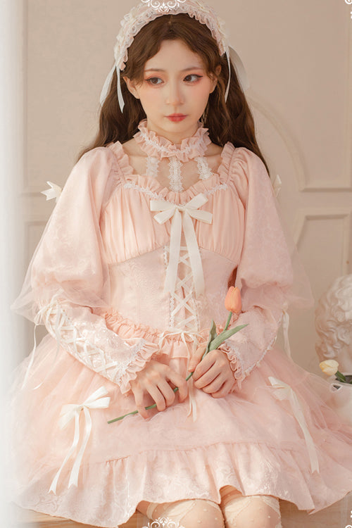 Lolita OP Dress - Love Overture, 2 Colors, High Waist, Bow Detail, Ruffled - additional product view 2
