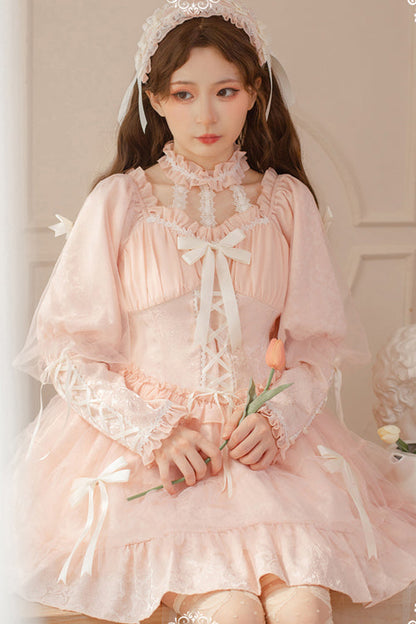 Lolita OP Dress - Love Overture, 2 Colors, High Waist, Bow Detail, Ruffled - additional product view 2