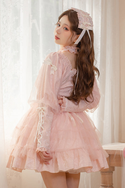 Lolita OP Dress - Love Overture, 2 Colors, High Waist, Bow Detail, Ruffled - additional product view 3