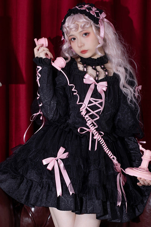 Lolita OP Dress - Love Overture, 2 Colors, High Waist, Bow Detail, Ruffled - additional product view 5