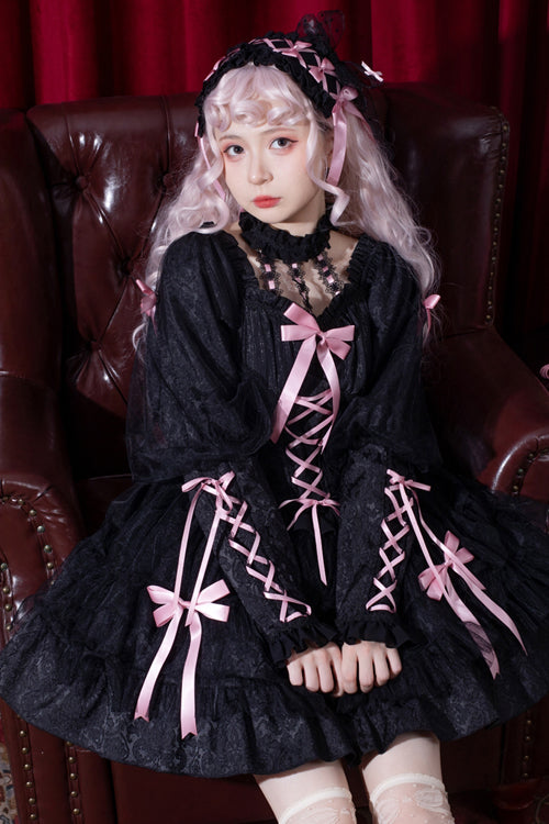 Lolita OP Dress - Love Overture, 2 Colors, High Waist, Bow Detail, Ruffled - additional product view 6