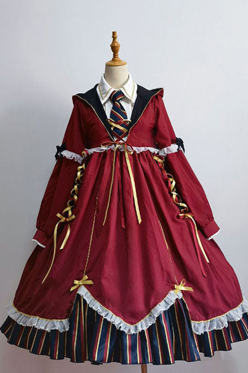 Lolita OP Dress - Magic Academy Witch Alchemy, 4 Colors, Gothic Style, Long Sleeves - S Red / M Red / L Red option