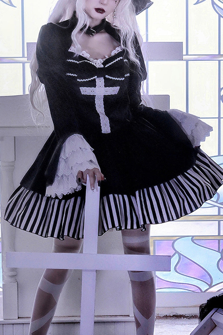 Lolita OP Dress - Original Dark Velvet, Black, Gothic Style - Kawaii Statement Dress - main product image