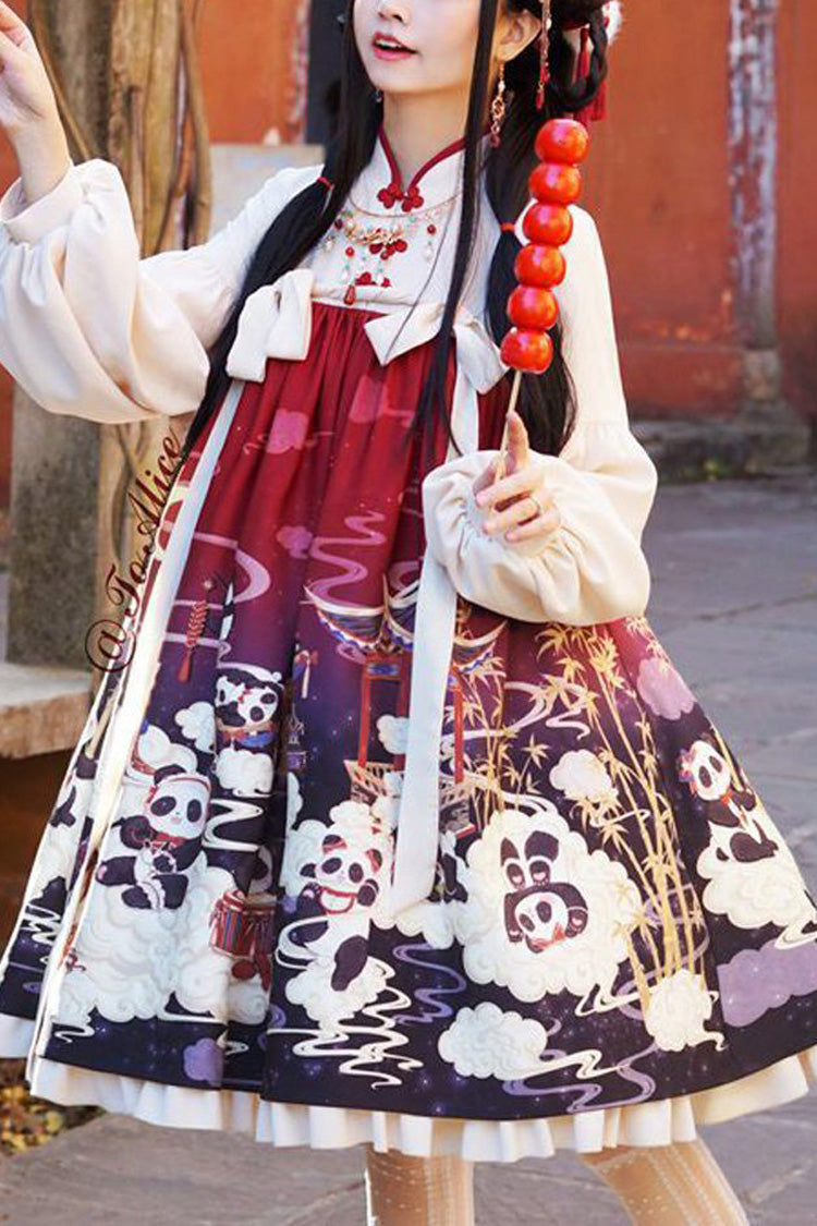 Lolita OP Dress - Panda Print Chinese Style, 2 Colors, Printed, Sweet Style - main product image