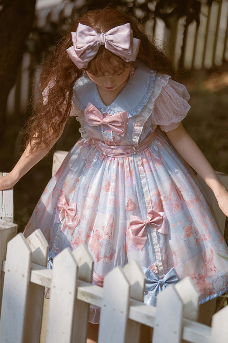 Lolita OP Dress - Pink/blue Doll Collar, 2 Colors, High Waist, Sweet Style, Printed - additional product view 5