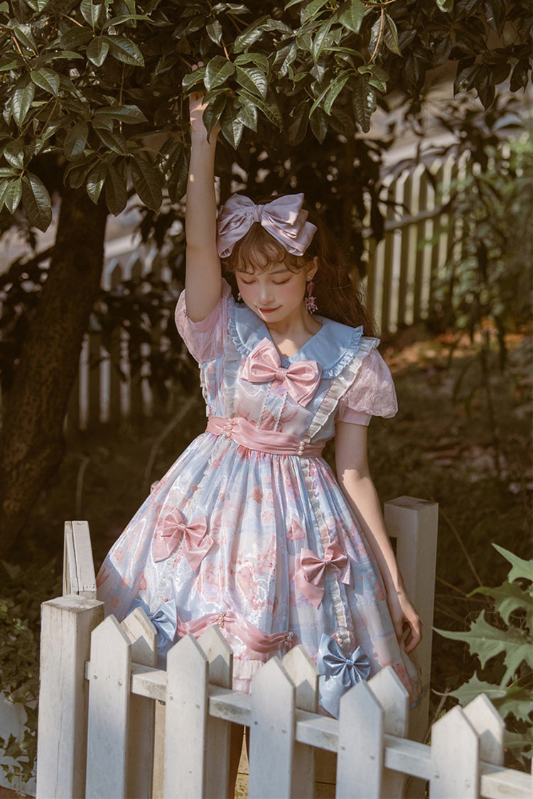 Lolita OP Dress - Pink/blue Doll Collar, 2 Colors, High Waist, Sweet Style, Printed - additional product view 6