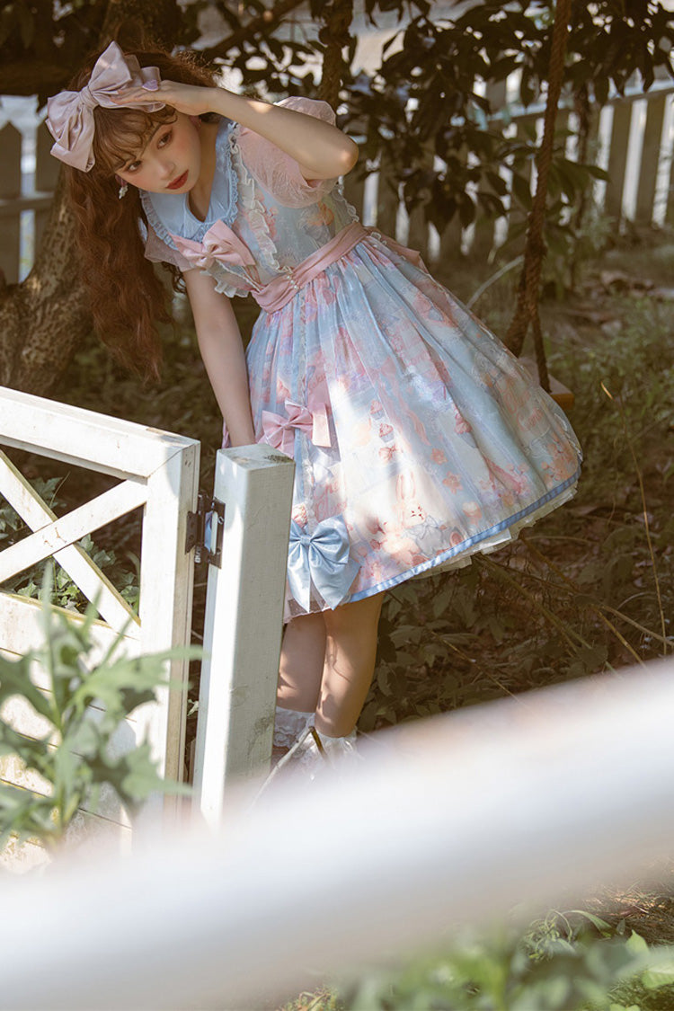 Lolita OP Dress - Pink/blue Doll Collar, 2 Colors, High Waist, Sweet Style, Printed - additional product view 7