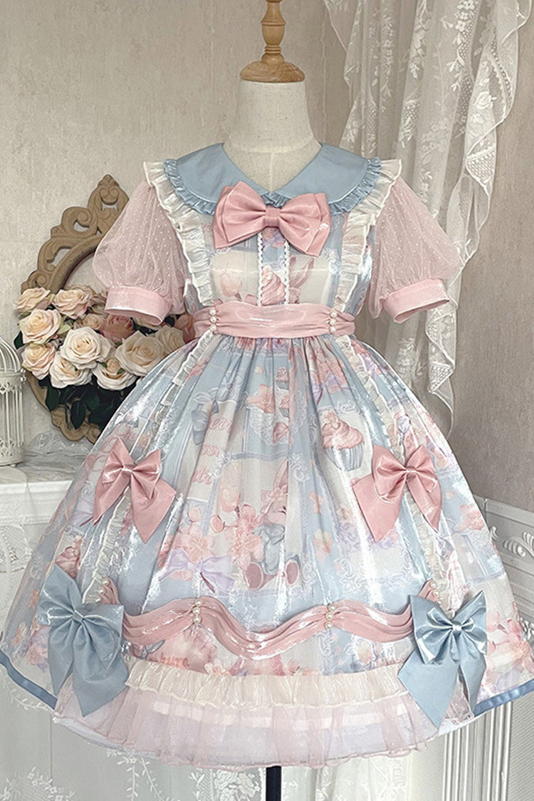 Lolita OP Dress - Pink/blue Doll Collar, 2 Colors, High Waist, Sweet Style, Printed - additional product view 8