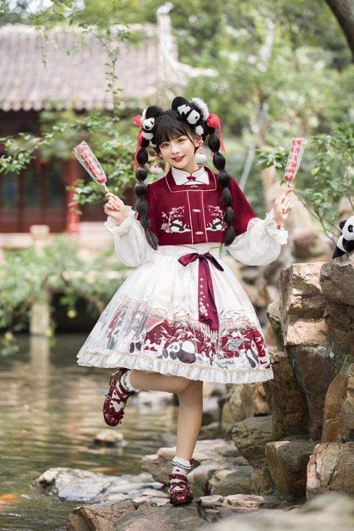 Lolita OP Dress - Red/white Chinese Style Lantern, 2 Colors, Printed, Sweet Style - additional product view 2