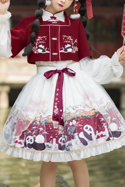 Lolita OP Dress - Red/white Chinese Style Lantern, 2 Colors, Printed, Sweet Style - main product image