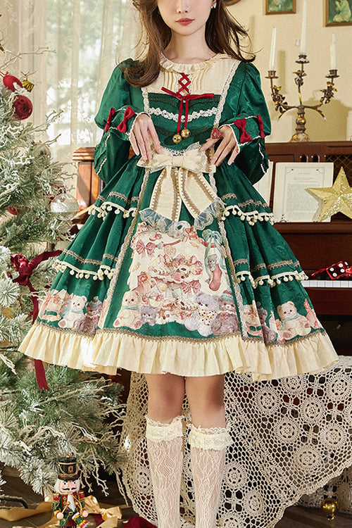 Lolita OP Dress - Round Collar Elegant, Green, Sweet Style - Complete Lolita Coordinate - main product image