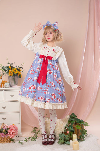 Lolita OP Dress - Round Collar High Waist, 3 Colors, Sweet Style, Printed - additional product view 2