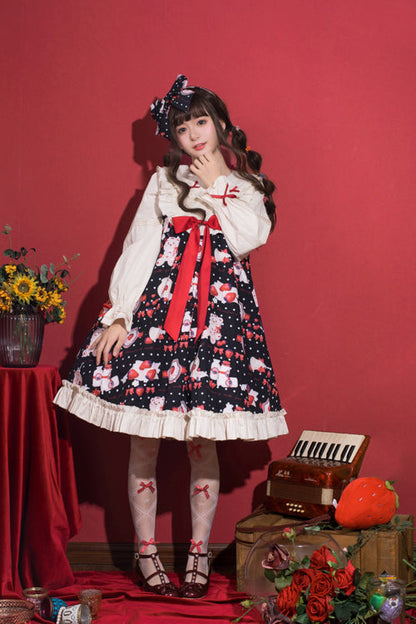 Lolita OP Dress - Round Collar High Waist, 3 Colors, Sweet Style, Printed - additional product view 4