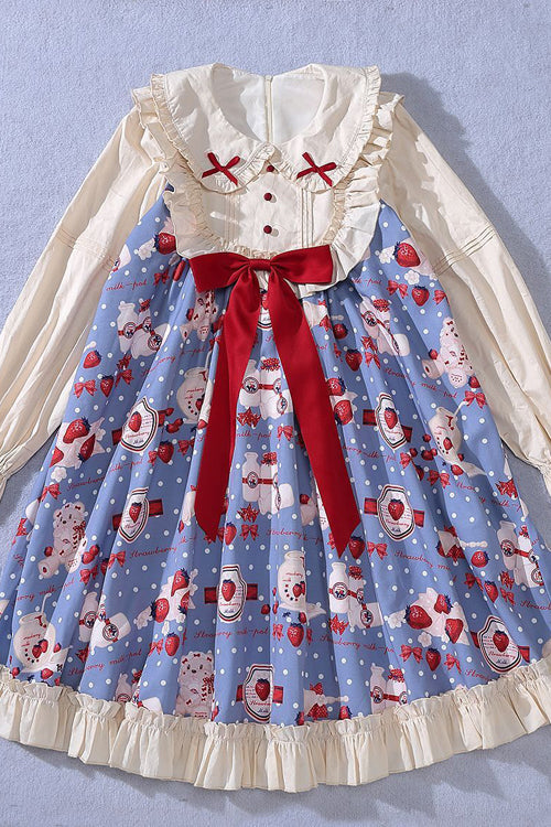 Lolita OP Dress - Round Collar High Waist, 3 Colors, Sweet Style, Printed - additional product view 7