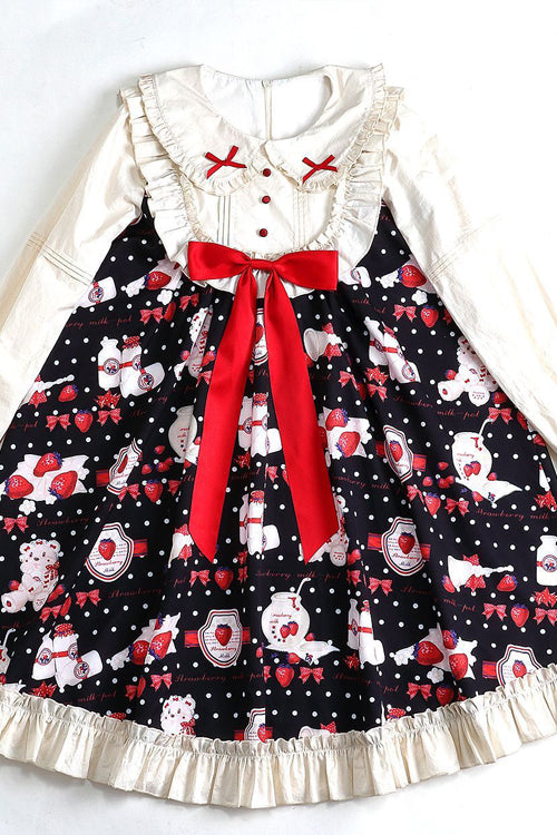 Lolita OP Dress - Round Collar High Waist, 3 Colors, Sweet Style, Printed - additional product view 8