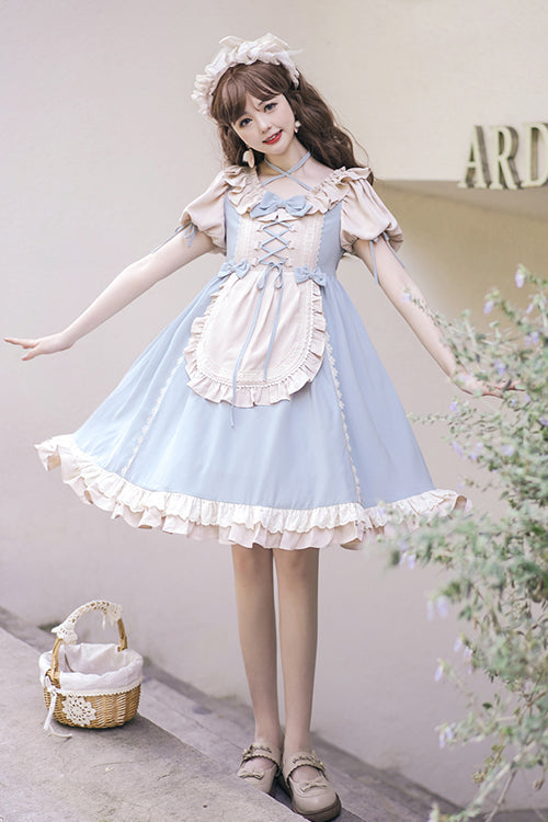 Lolita OP Dress - Round Collar Puff Doll, 2 Colors, Sweet Style, Bow Detail - additional product view 3
