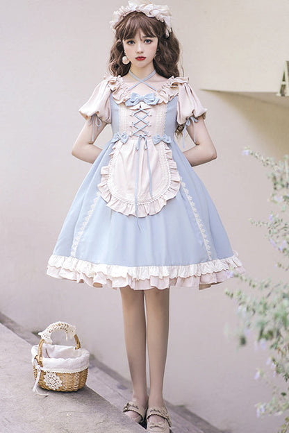 Lolita OP Dress - Round Collar Puff Doll, 2 Colors, Sweet Style, Bow Detail - additional product view 4