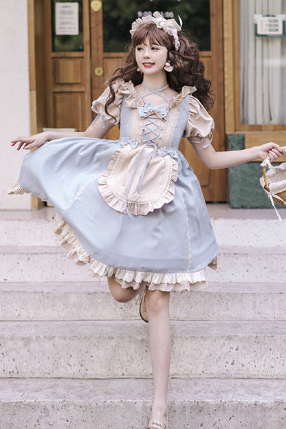 Lolita OP Dress - Round Collar Puff Doll, 2 Colors, Sweet Style, Bow Detail - additional product view 5