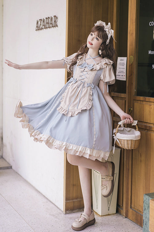 Lolita OP Dress - Round Collar Puff Doll, 2 Colors, Sweet Style, Bow Detail - additional product view 6