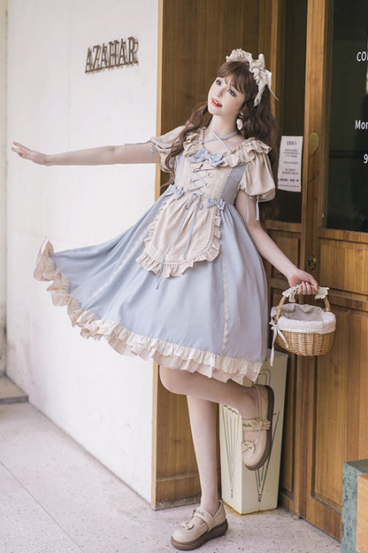 Lolita OP Dress - Round Collar Puff Doll, 2 Colors, Sweet Style, Bow Detail - additional product view 6
