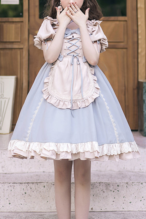 Lolita OP Dress - Round Collar Puff Doll, 2 Colors, Sweet Style, Bow Detail - main product image